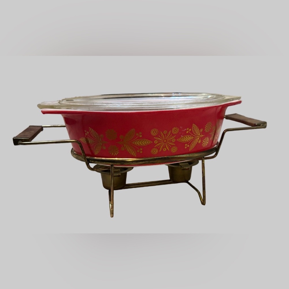 Pyrex Vintage Poinsettia Casserole Deluxe Buffet 045 2.5 Qt With Lid Rack Box